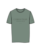 The Mens Tee - Sage - Christian Singles Hub - Center Chest Stacked & Center Back Neckline - Printed - Dark Green