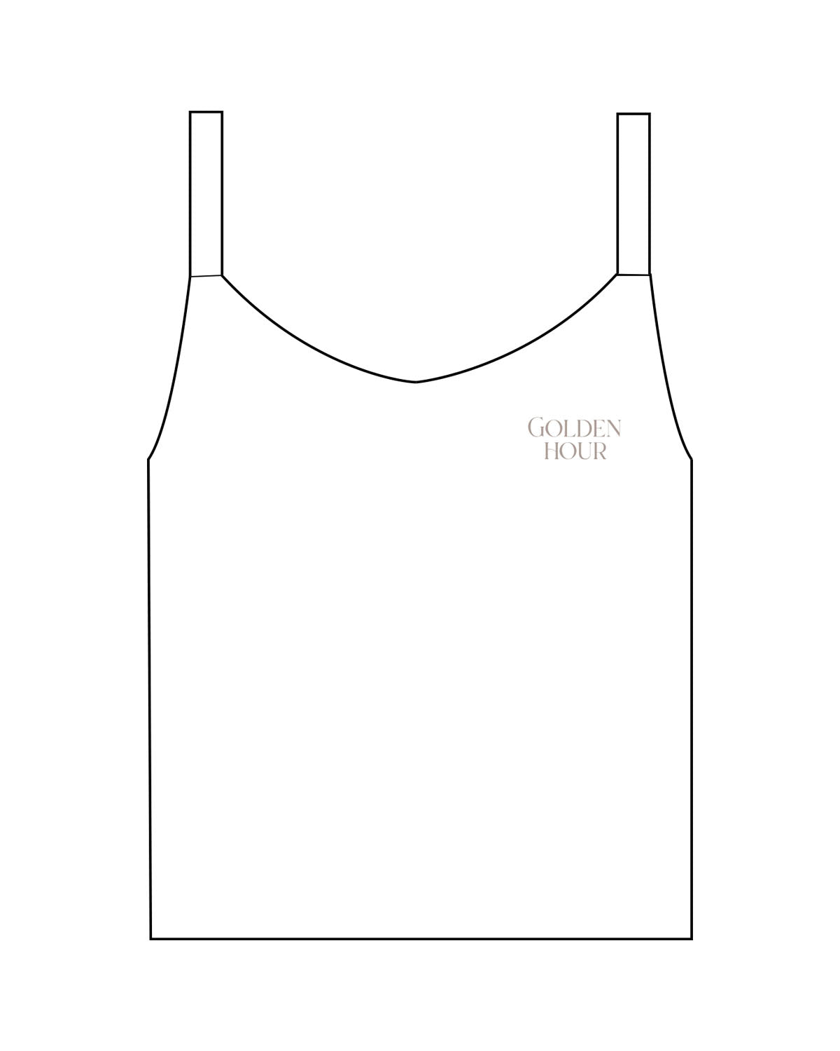 The Micro Rib Strappy Crop Tank - White - Golden Hour Pilates - Left Chest - Printed - Bone