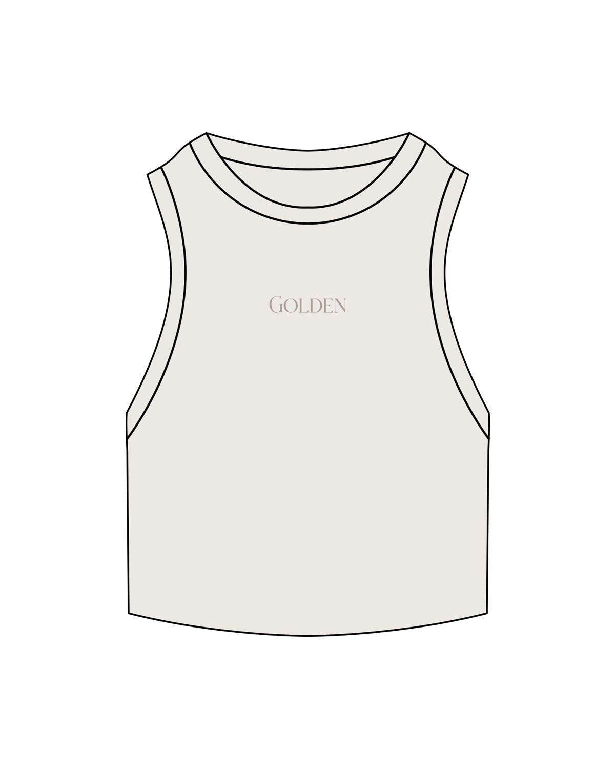 The Ribbed Crop Tank - Bone - Golden Hour Pilates - Center Chest - Embroidered - Tone on Tone