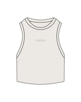The Ribbed Crop Tank - Bone - Golden Hour Pilates - Center Chest - Embroidered - Tone on Tone