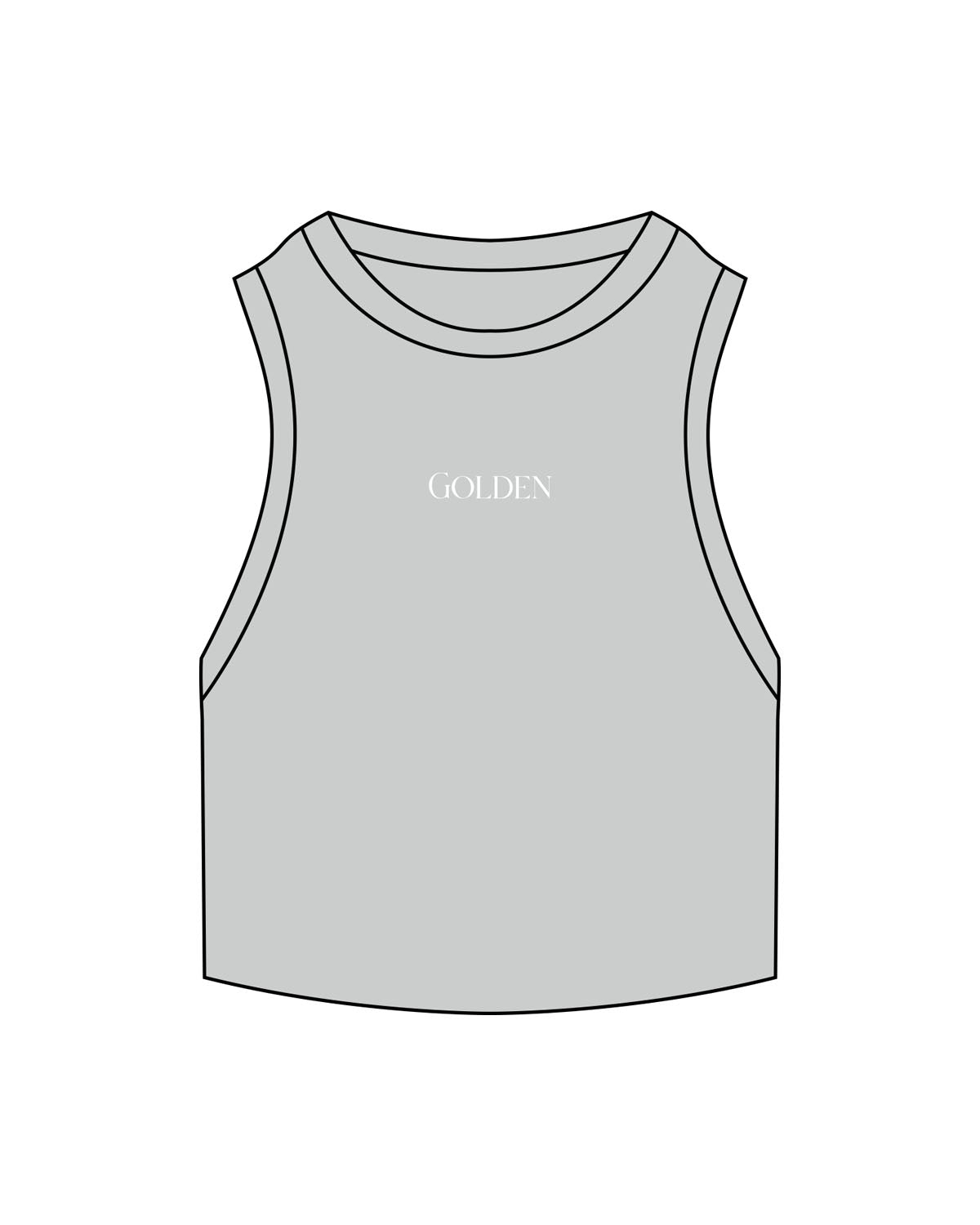 The Ribbed Crop Tank - Storm - Golden Hour Pilates - Center Chest - Embroidered - White