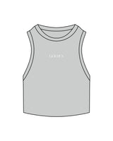 The Ribbed Crop Tank - Storm - Golden Hour Pilates - Center Chest - Embroidered - White