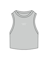 The Ribbed Crop Tank - Storm - Golden Hour Pilates - Center Chest Stacked - Embroidered - White