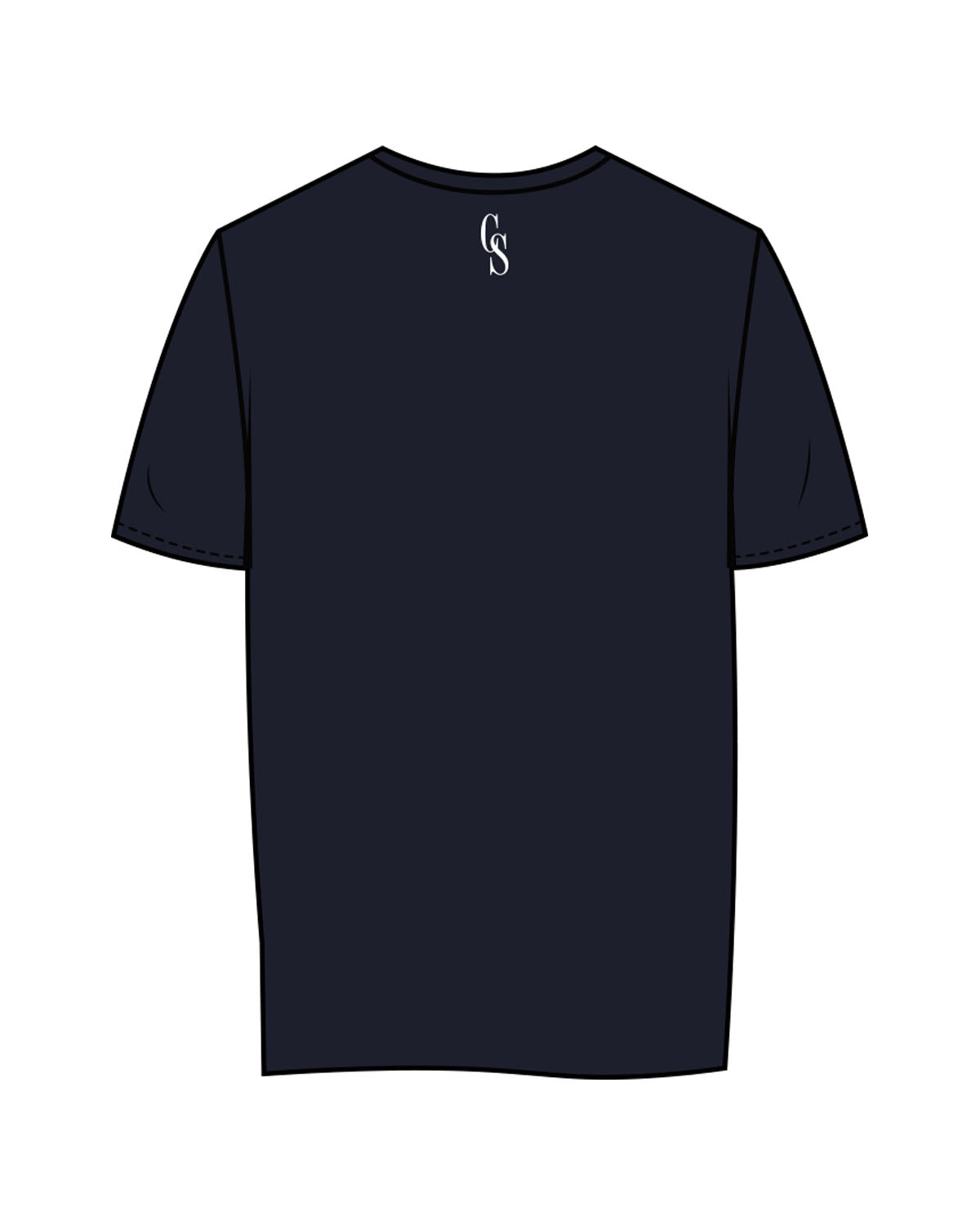 The Womens Tee - Navy - Christian Singles Hub - Center Chest Stacked & Center Back Neckline - Printed - White