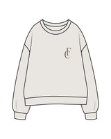 The Mens Crewneck - Washed Bone - Flowcorps - Left Chest & Back Stacked - Umber