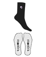 The Crew Sock - Black - Mantra - Ankle "SKULL" - Transparent Heart Grip - Embroidered - Light Purple