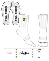 The Crew Sock - White - Chosen Foods - Top & Bottom - Heart Grip - Black