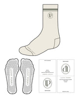 The Crew Sock - Cream - Lucky Penny - "2 Strips" - Top & Front Logo - Green - Hexagon Shape Grip - Transparent