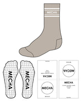 The Crew Sock - Tan - MECHA - Top Lining & Circle Grip Main Logo - White
