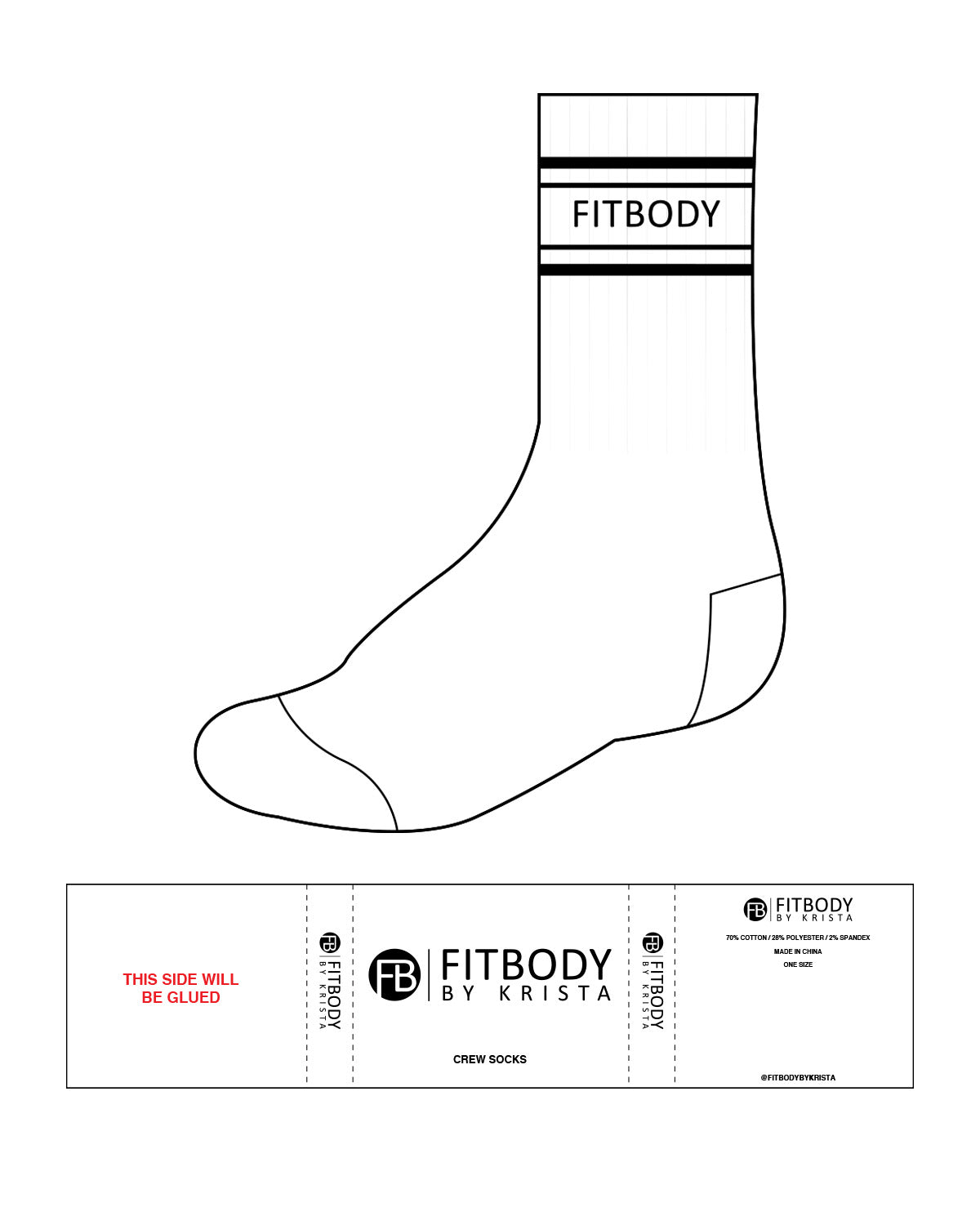 The Crew Sock - White - Krista - Top Lining- Black