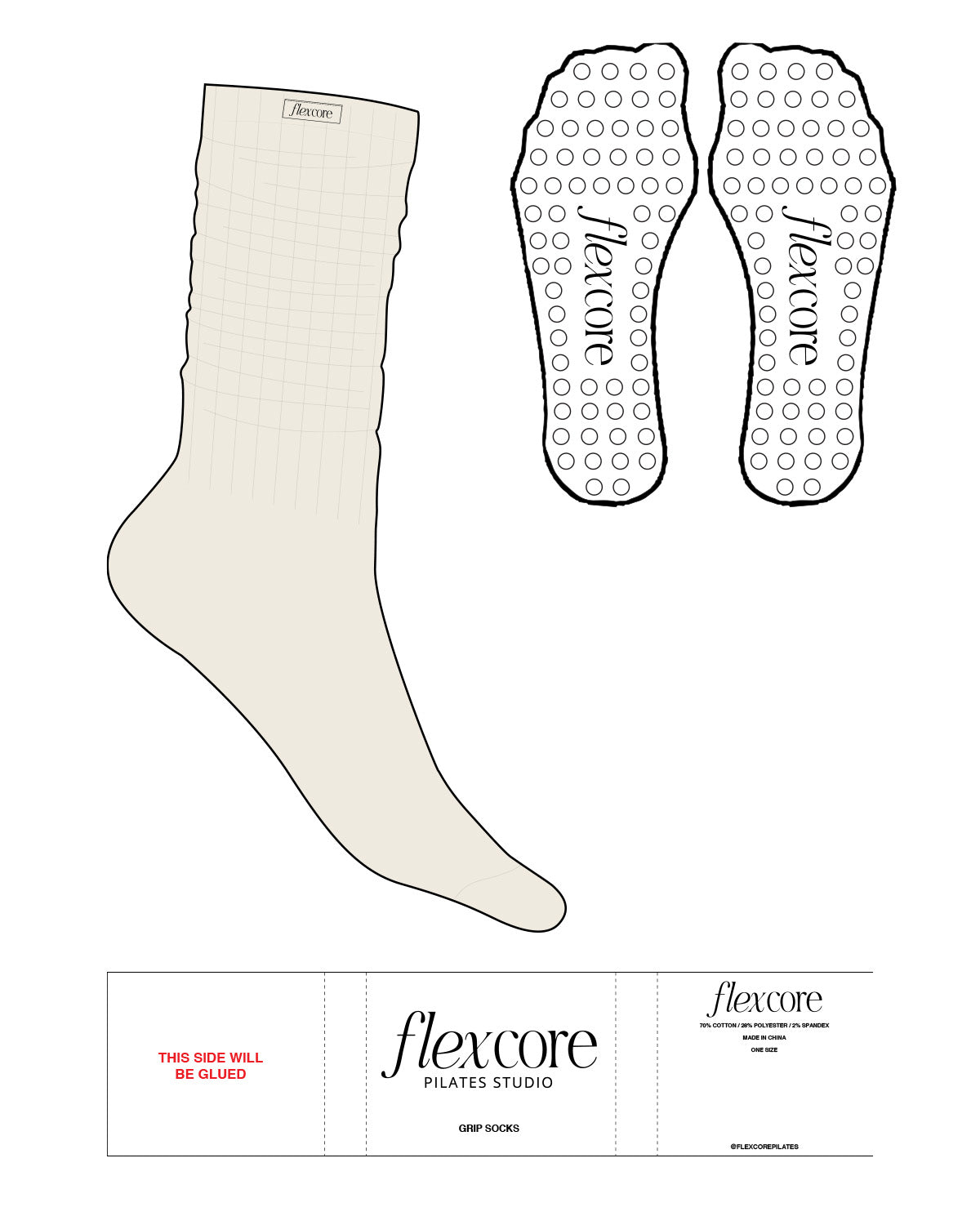 THE SLOUCH SOCK - Off White - FlexCore - Top Sew - Triangel Shape Grip - Transparent