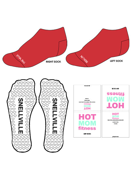 The Ankle Grip Sock - Red - Edwina Robinson - Snellville - White