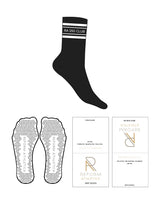The Crew Sock - Black - Reform Athletica - Top 2 Stripes " RA 250 CLUB " - White - Triangle Shape Grip - White