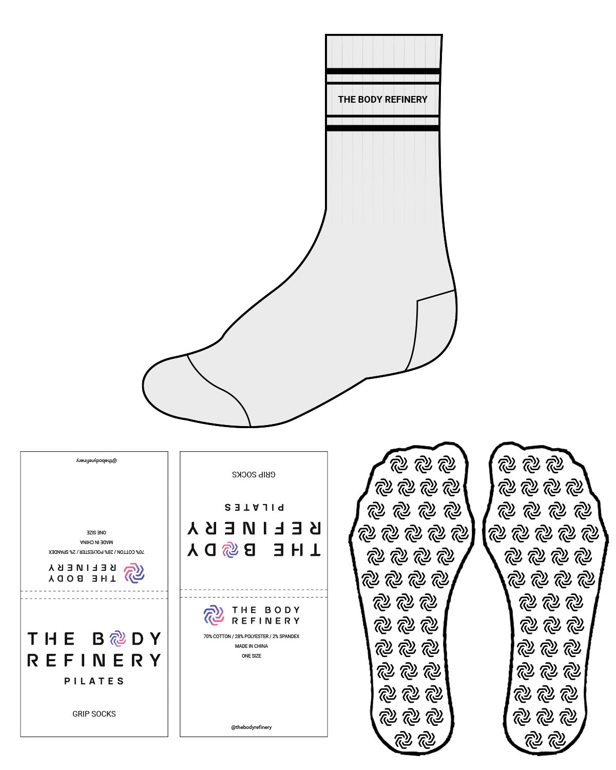The Crew Sock - Heather - The Body Refinery - Top Double Lining & Custom Grip - Black