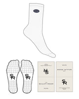 The Crew Sock - White Heather - Sculpt Room - Ankle & Transparent Circle Grip - Embroidered - Full Color