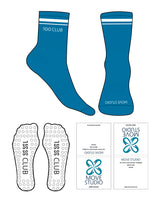 The 3/4 Crew Sock - D274 - Move Studio Pilates - Dual Strip - Toe & Ankle - Embroidered - White Circle Grip - White