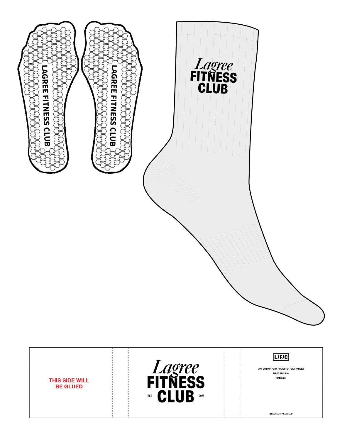 The Crew Sock - Heather - LFC - Top Logo - Black - Hexagon Shape Grip - Transparent
