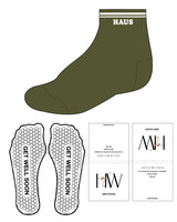 The 1/2 Crew Sock - Olive Green - D80 - Haus of Wellness - Top Center - White