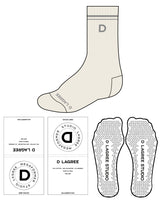 The Crew Sock - Off White - D Lagree - Front & Top Border - Transparent Triangle Grip - Light Gray