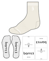 The 3/4 Crew Sock - Off White - Barre 3 - Tip and Top Dual Border - Transparent Circle Grip - White
