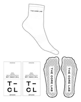 The 1/2 Crew Sock - White - Core Lab - Top Logo - Black - Hexagon Shape Grip - Black