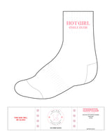 The 3/4 Crew Sock - White - Hot Girls - Center Stacked Text - Pink