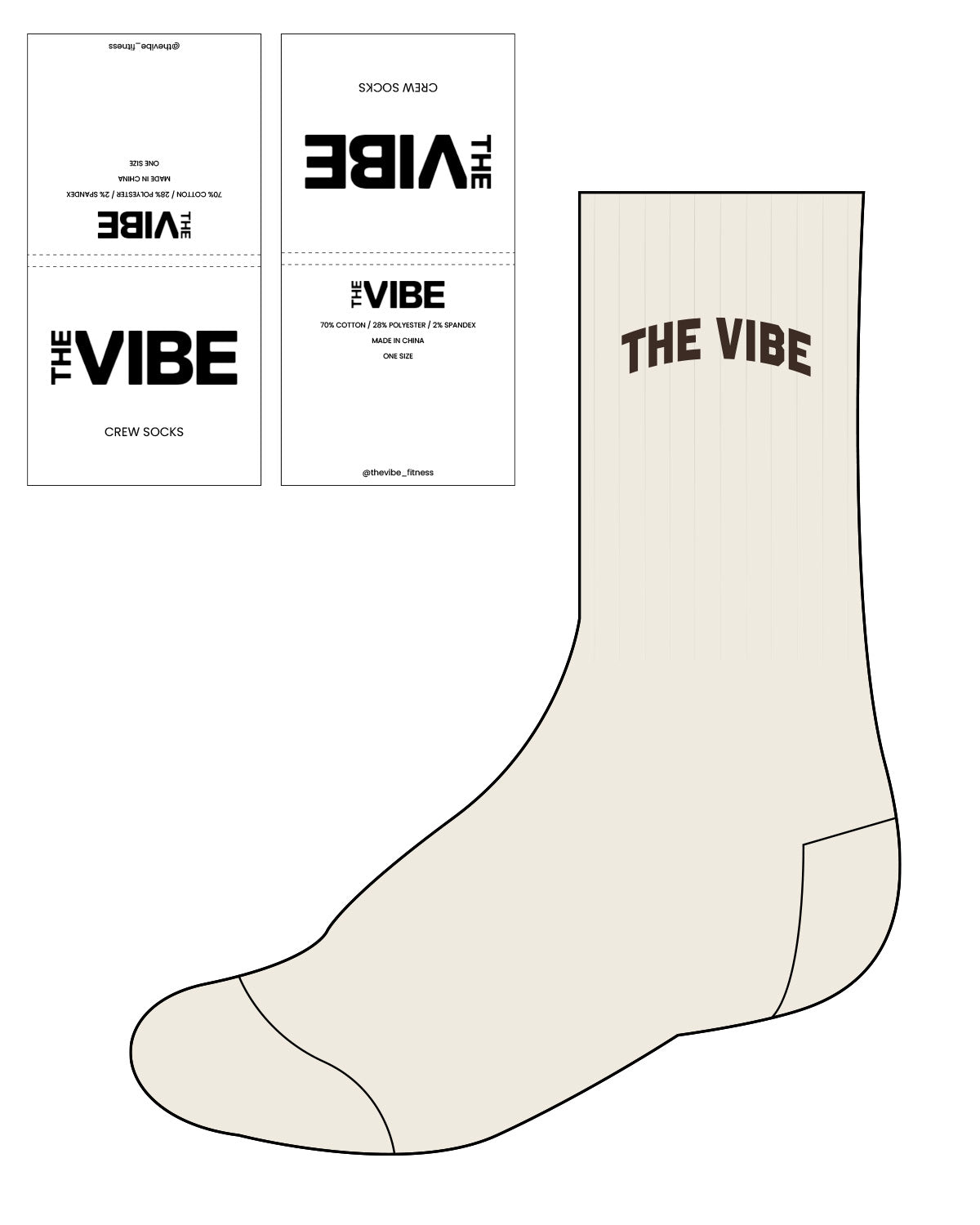The Crew Sock - Off White - The Vibe - Top - Brown