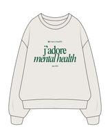 The Mens Crewneck - Bone - Meru Health - Center Chest Stacked - Green