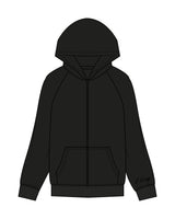 The Womens Zip Hoodie - Black - B Long Pilates - Left Sleeve - Embroidered - Black - Back Stacked Cream - Printed