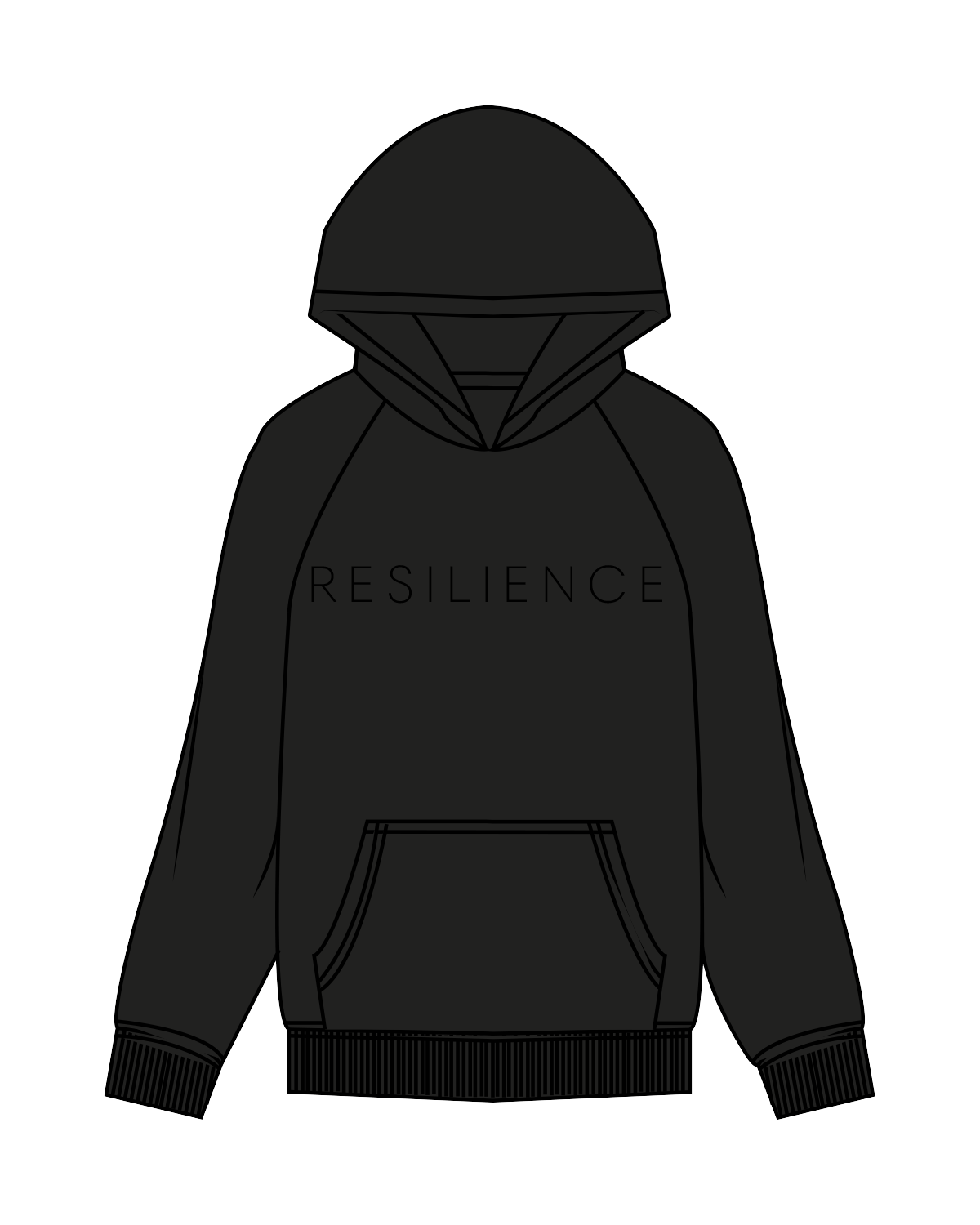 The Classic Hoodie - Black - Resilience Fitness - Center Chest - Black