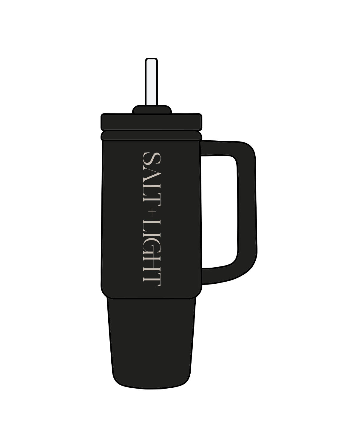 The Tumbler Cup - Black - Salt + Light Hair Co - Center Vertical - Off White