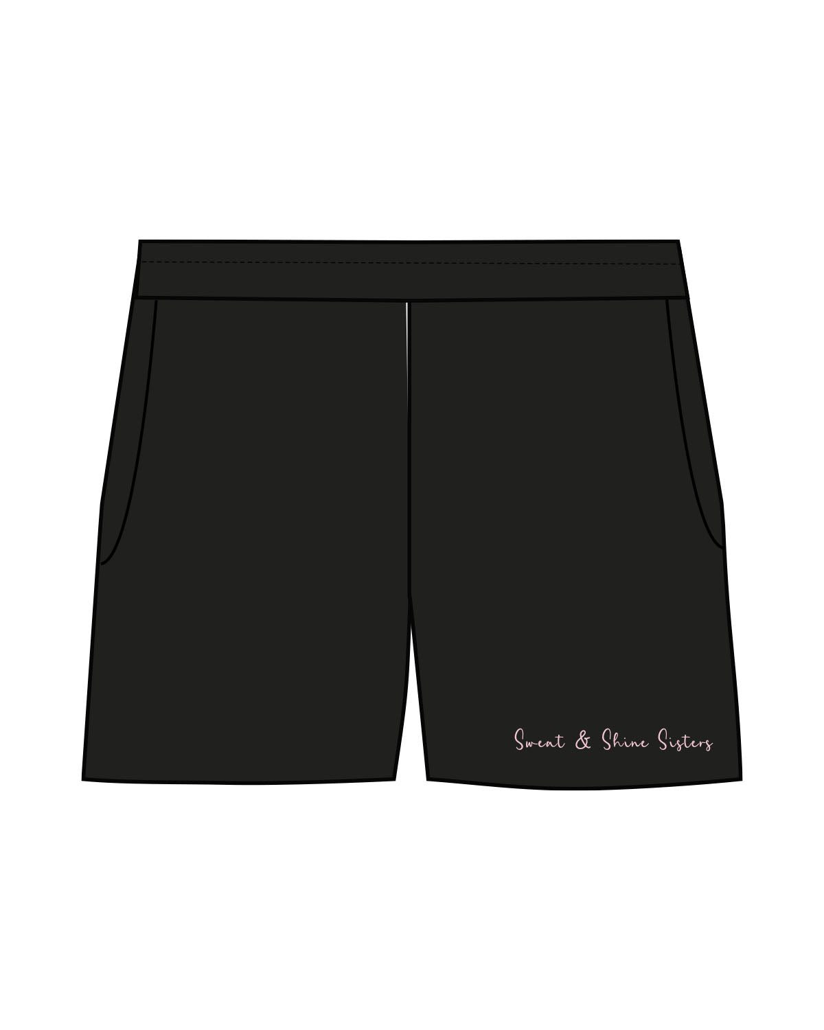 The Womens Sweat Shorts - Black - Sweat & Shine - Left Leg Sleeve - Pink