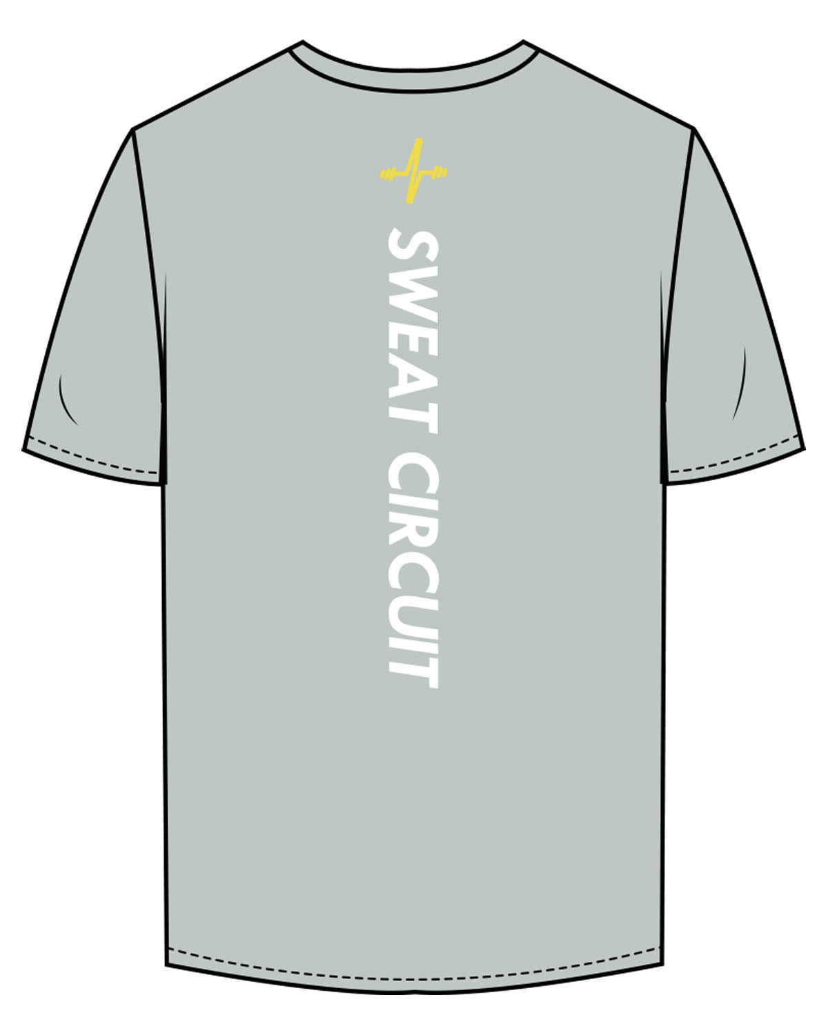 The Mens Tee - Smoke - Sweat Circuit - Left Chest - Back Cente Vertical - Printed - Full Color