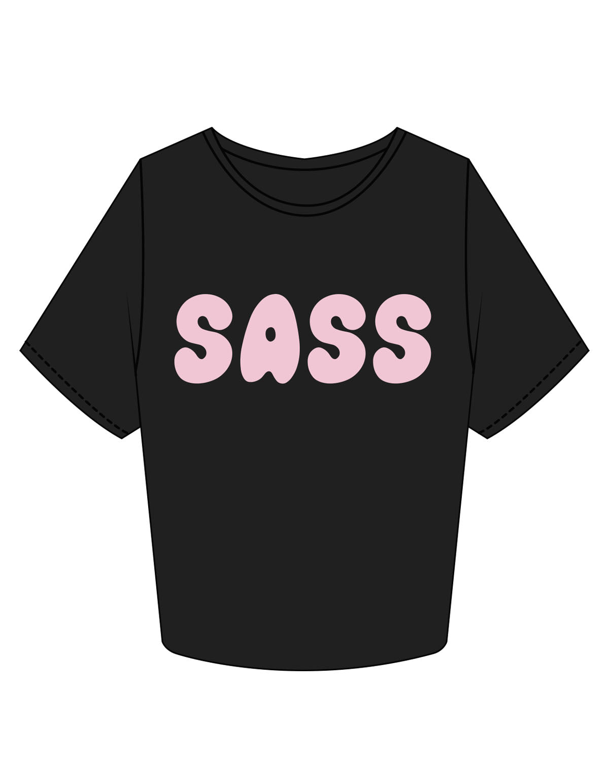 The Crop Tee - Black - Sweat & Shine - Center Chest - Pink