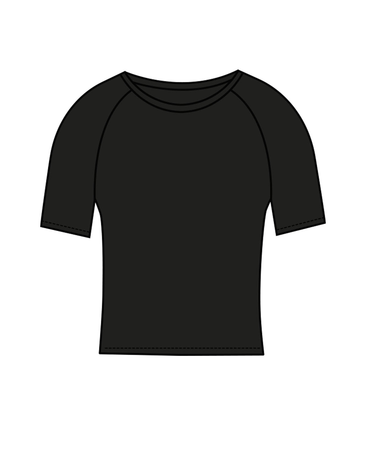 The Short Sleeve Crop - Black - Pilates Powerhouse - Back Neckline - Printed - White