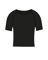 The Short Sleeve Crop - Black - Pilates Powerhouse - Back Neckline - Printed - White