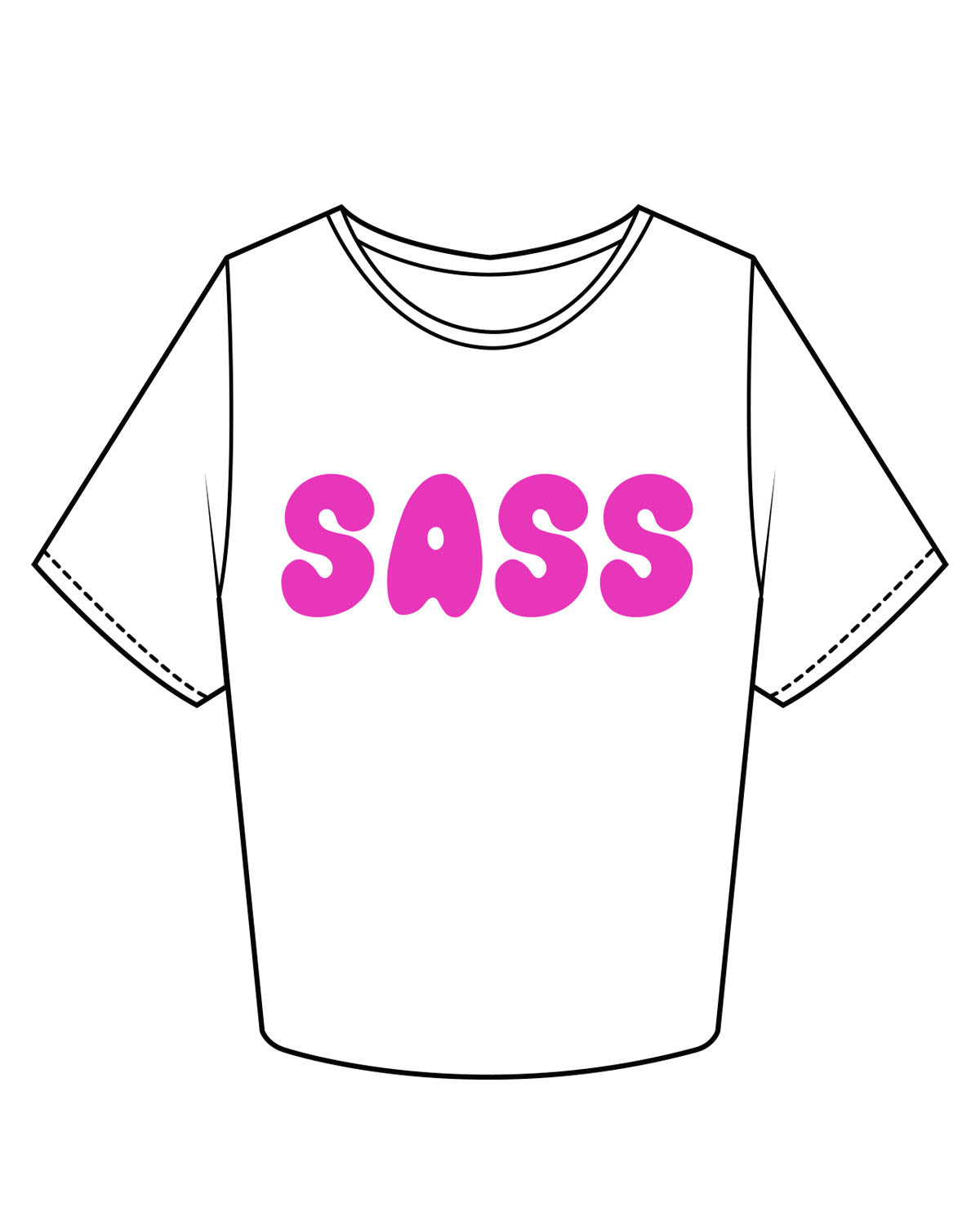 The Crop Tee - White - Sweat & Shine - Center Chest - Bright Pink