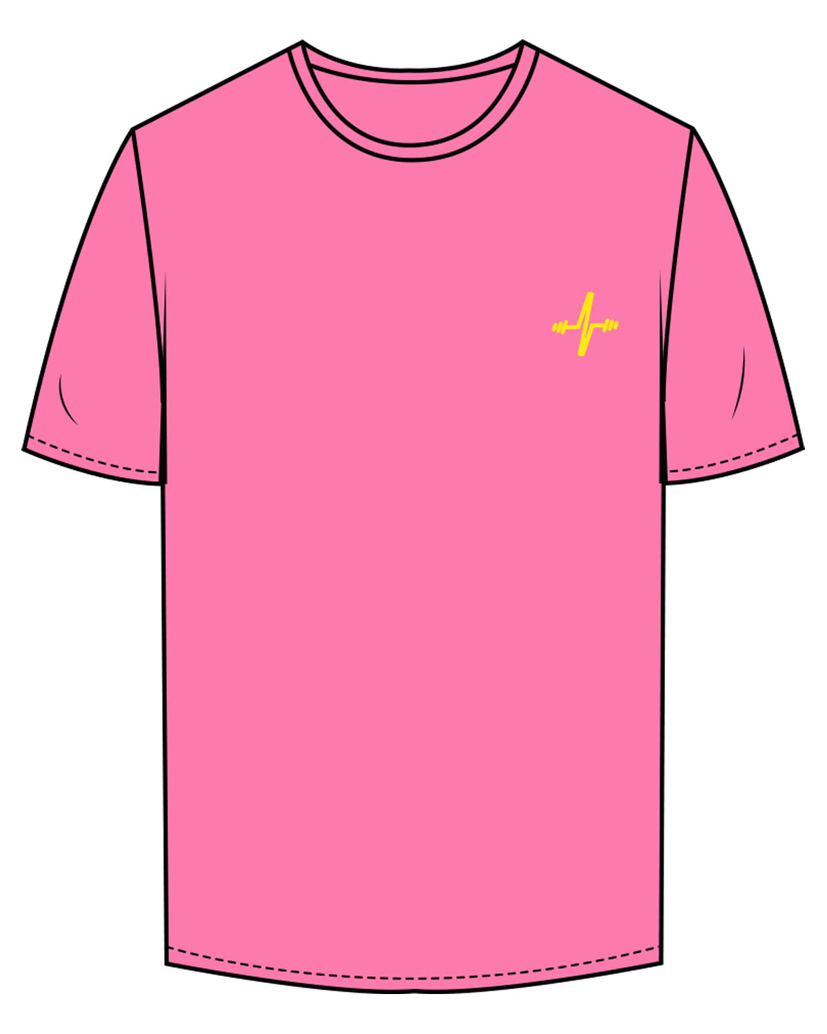 The Mens Tee - Hot Pink - Sweat Circuit - Left Chest - Back Center Vertical - Printed - Full Color