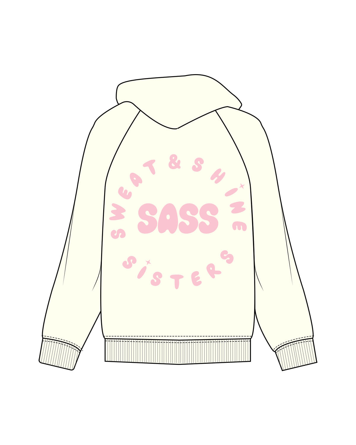The Mens Heavyweight Zip Hoodie - Off White - Sweat & Shine - Left Chest & Back Center - Pink