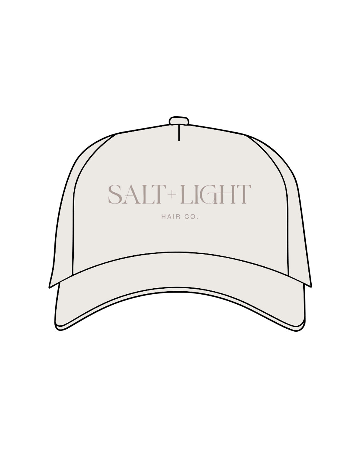 The Canvas Cap - Bone - Salt + Light Hair Co - Center Chest Stacked -  ‘SALT + LIGHT’ - #1683 Puff Embroidered -  'Hair Co.’ - #1683 Flat Embroidered