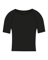 The Short Sleeve Crop - Black - LVL Fitness - Back Neckline - Printed - White