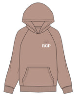 The Womens Hoodie - Clay - Real Good Pilates - Left Chest RGP & Center Back Stacked - Printed - Tone on Tone