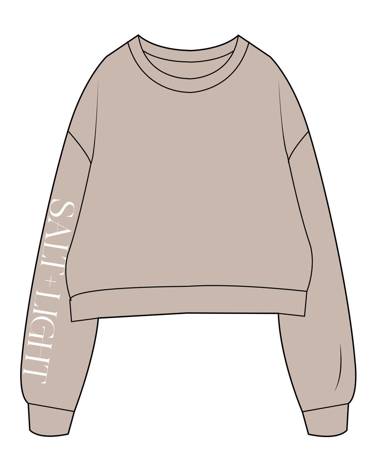 The Studio Crop - Taupe - Salt + Light Hair Co - Right Arm Sleeve - White