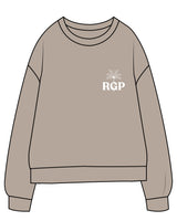 The Midweight Unisex Crewneck - Washed Cement - Real Good Pilates - Left Chest RGP - Printed - Full Color