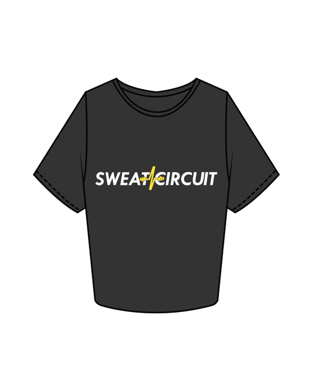 The Crop Tee - Washed Black - Sweat Circuit - Center Chest - Printed - Full Colo