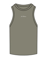 The Ribbed Crop Tank - Eucalyptus - LVL - Center Chest - Embroidered - White