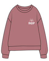The Midweight Unisex Crewneck - Washed Maroon - Real Good Pilates - Left Chest RGP - Printed - Full Color