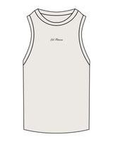 The Ribbed Full Length Tank - Bone - LVL - Center Chest - Embroidered - Black