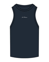 The Ribbed Full Length Tank - Navy - LVL - Center Chest - Embroidered - White