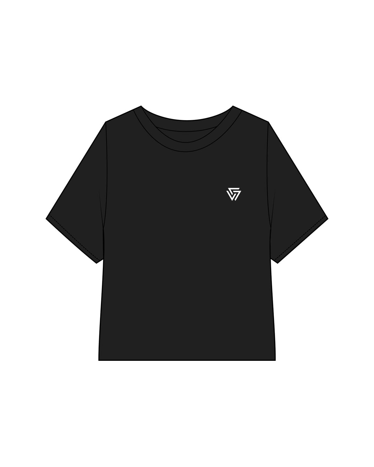 The Crop Terry Tee - Black - LVL - Left Chest - Embroidered - White